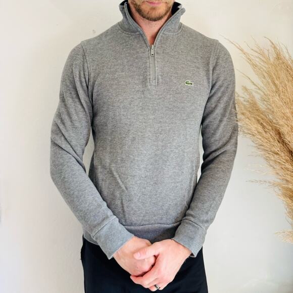 Lacoste Other - MENS LACOSTE Grey Navy Half Zip High Neck Pullover $170 Sweater Sweatshirt S